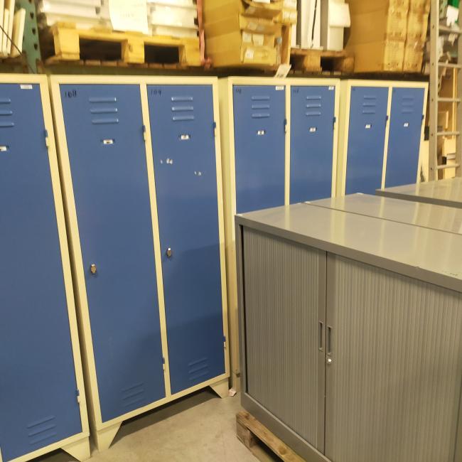  - 4x 2-deurs industriele retro vintage extra brede deuren 185x90x50 cm grijs blauw metaal 175,- per stuk ex (74)