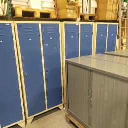  - 4x 2-deurs industriele retro vintage extra brede deuren 185x90x50 cm grijs blauw metaal 175,- per stuk ex (74)