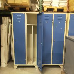  - 4x 2-deurs industriele retro vintage extra brede deuren 185x90x50 cm grijs blauw metaal 175,- per stuk ex (76)