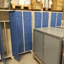  - 4x 2-deurs industriele retro vintage extra brede deuren 185x90x50 cm grijs blauw metaal 175,- per stuk ex (78)