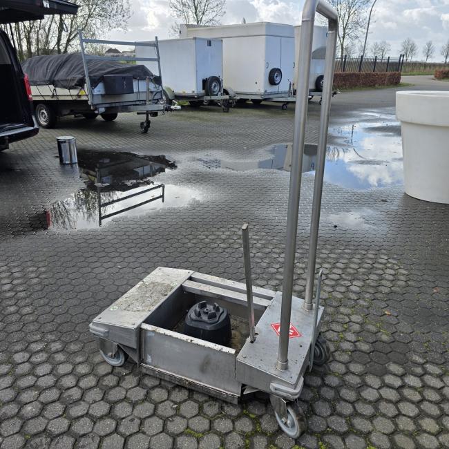  - RVS TRANSPORTWAGEN  160 MM ZWENKWIELEN  (1)