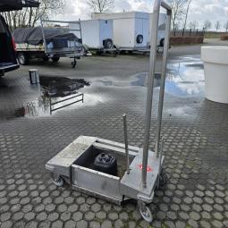  - RVS TRANSPORTWAGEN  160 MM ZWENKWIELEN  (1)