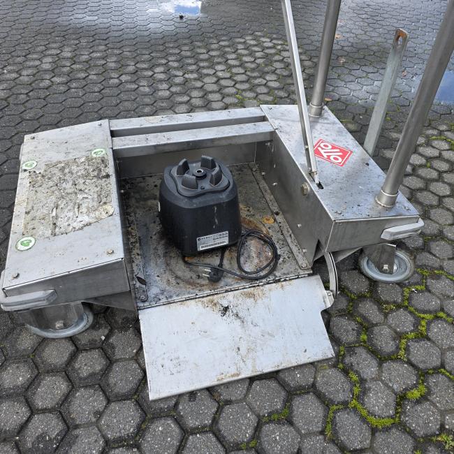  - RVS TRANSPORTWAGEN  160 MM ZWENKWIELEN  (3)