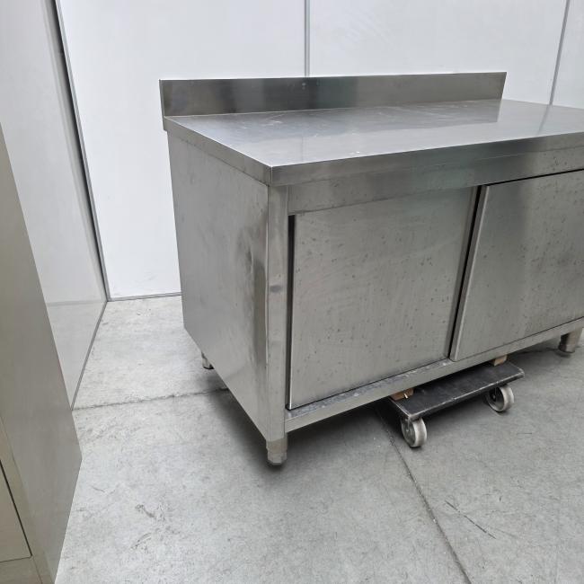  - rvs horeca kast werkbank werktafel met schuifdeuren afm 140x70x85 cm lxbxh (10)