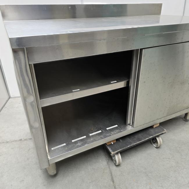  - rvs horeca kast werkbank werktafel met schuifdeuren afm 140x70x85 cm lxbxh (6)