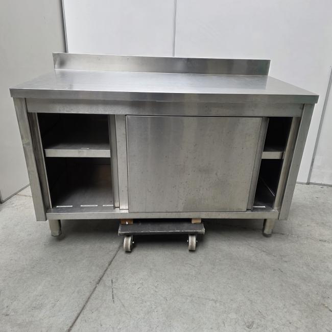  - rvs horeca kast werkbank werktafel met schuifdeuren afm 140x70x85 cm lxbxh (7)