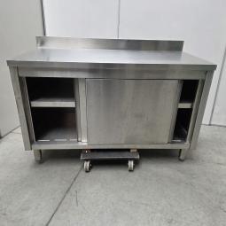 - rvs horeca kast werkbank werktafel met schuifdeuren afm 140x70x85 cm lxbxh (7)