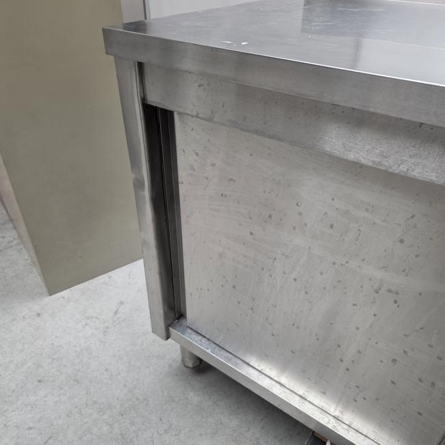  - rvs horeca kast werkbank werktafel met schuifdeuren afm 140x70x85 cm lxbxh (8)