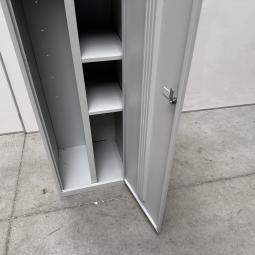  - partij 1-deurs lichtgrijze mealen lockerkasten hang-leg met schappen (9)