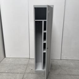  - partij 1-deurs lichtgrijze mealen lockerkasten hang-leg met schappen (15)